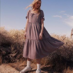 NWT Madewell square neck tiered midi dress